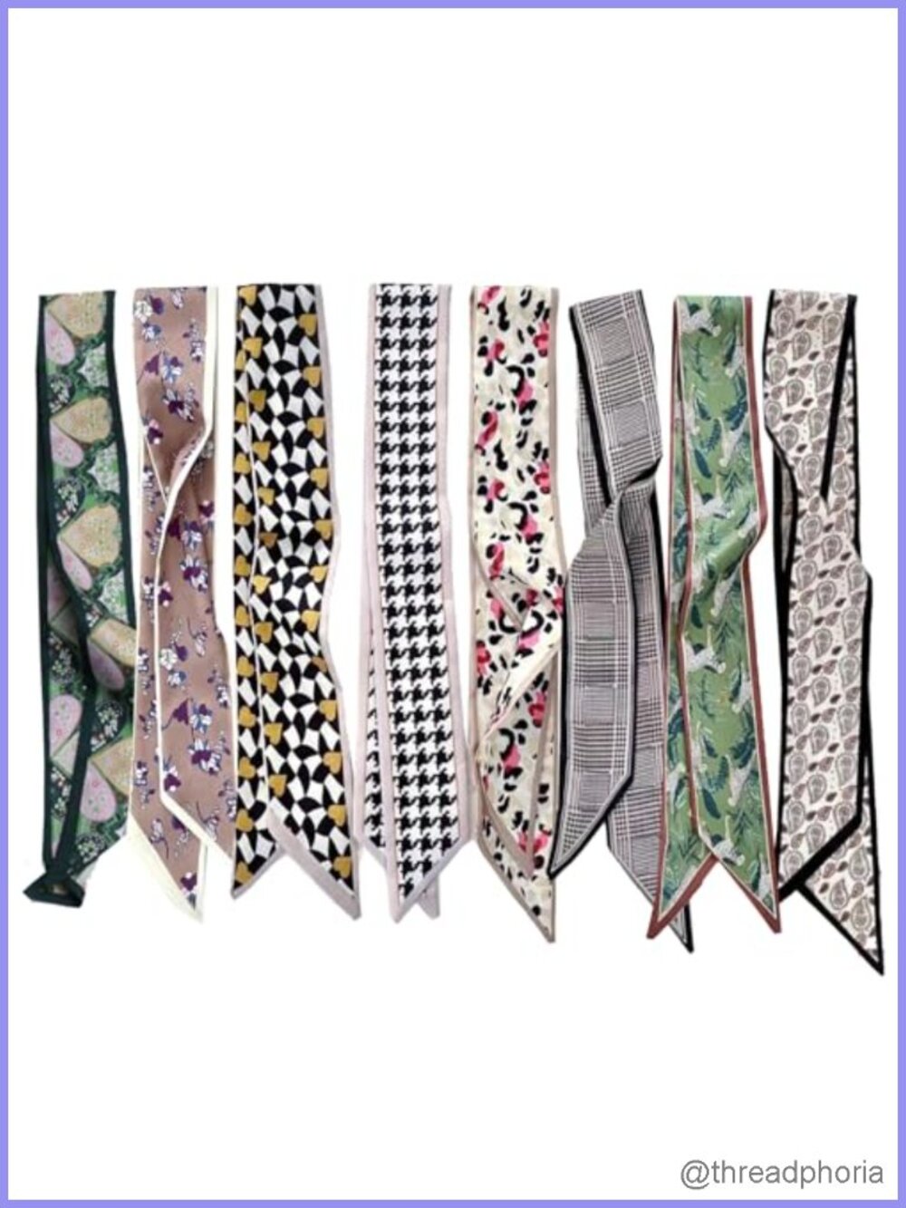 8 Pack Women's Satin Silk Scarves for Hair, Neck, Handbag & Ponytail Accessory